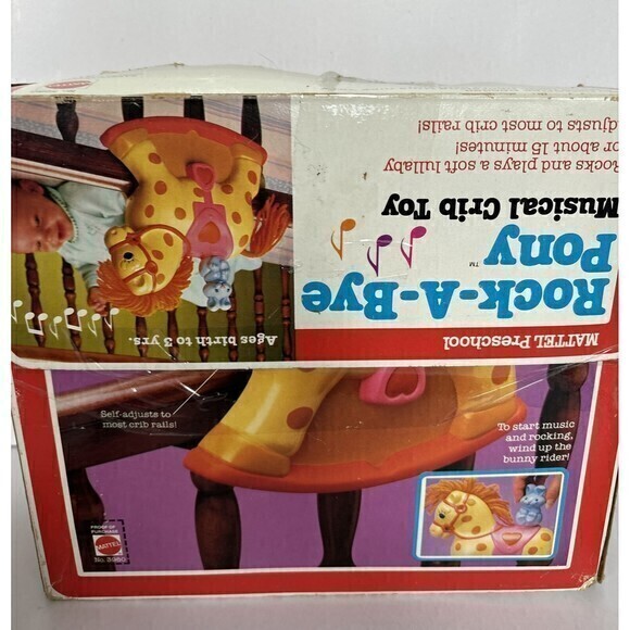 Vintage 1979 Mattel Preschool Rock-A-Bye Pony Musical Crib‎ Toy New - Picture 2 of 5